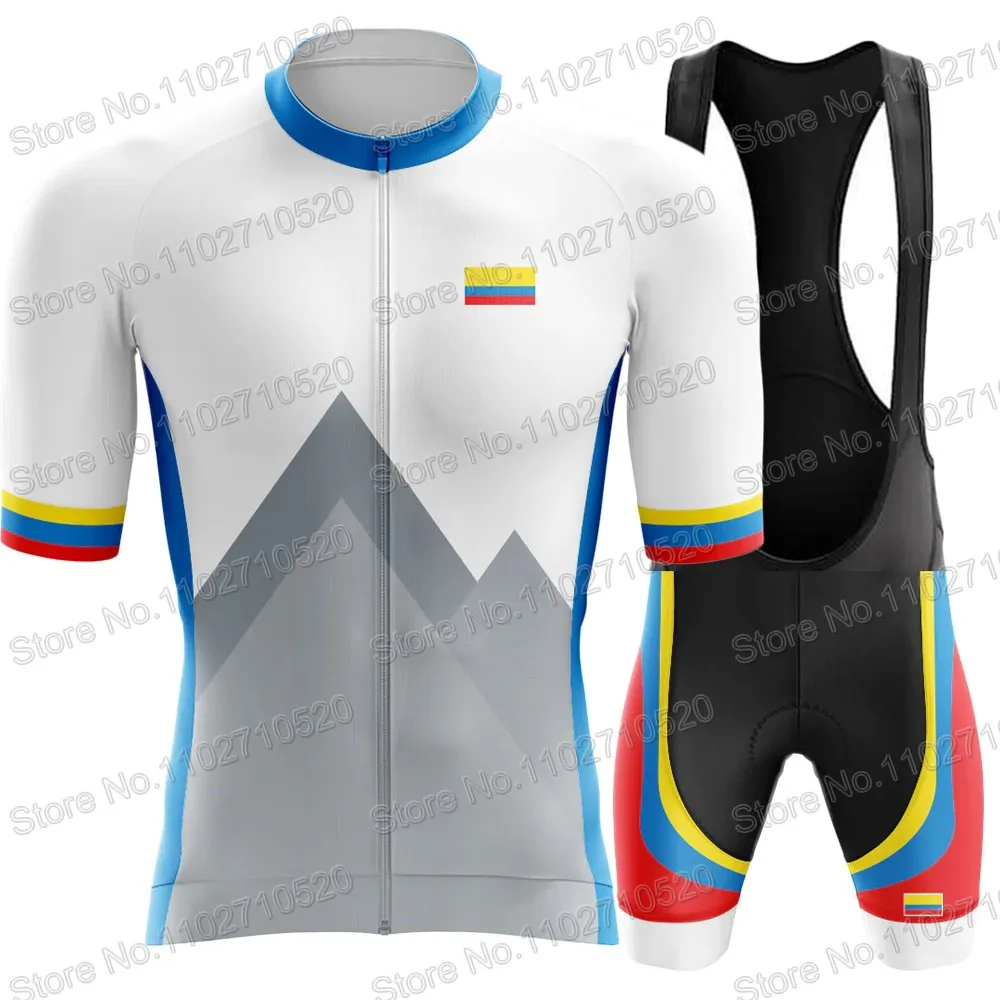 Team 2024 Colombia National Cycling Jersey Set Mens Short Sleeve Whtie Clothing Road Bike Shirts Suit Bicycle Bib Shorts MTBRopa