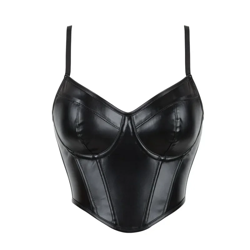 Fashion Women Corset Crop Tops Sexy Soft Leather Bustier Gothic Bra Push Up Body Shaper Short Torso Sexy Corselet