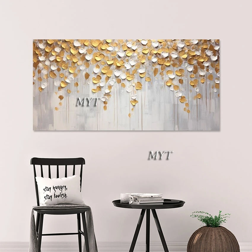 

Latest Arrival Abstract Gold Foil Textured Oil Paintings Frameless Linen Canvas Art Picture Acrylic Design Decoration Wall