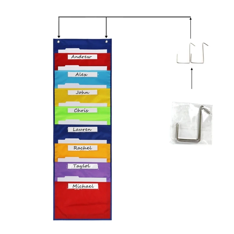 Office File Organizer Pocket Chart Hanging Wall File Folder with Clear Tab Window for File Document Paper Magazine Books