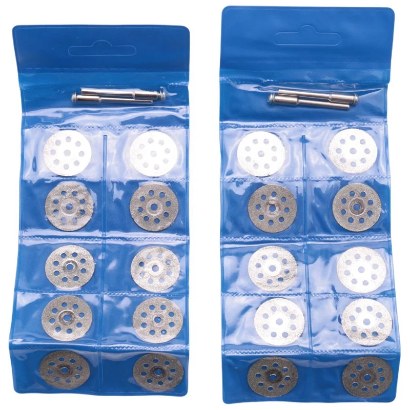 

20Pcs 22Mm Diamond Cutting Wheel Off Discs With 4 Pcs 3Mm Mandrel For Dremel Rotary Tool Precious Stones, Jade,Marble, Ceramics