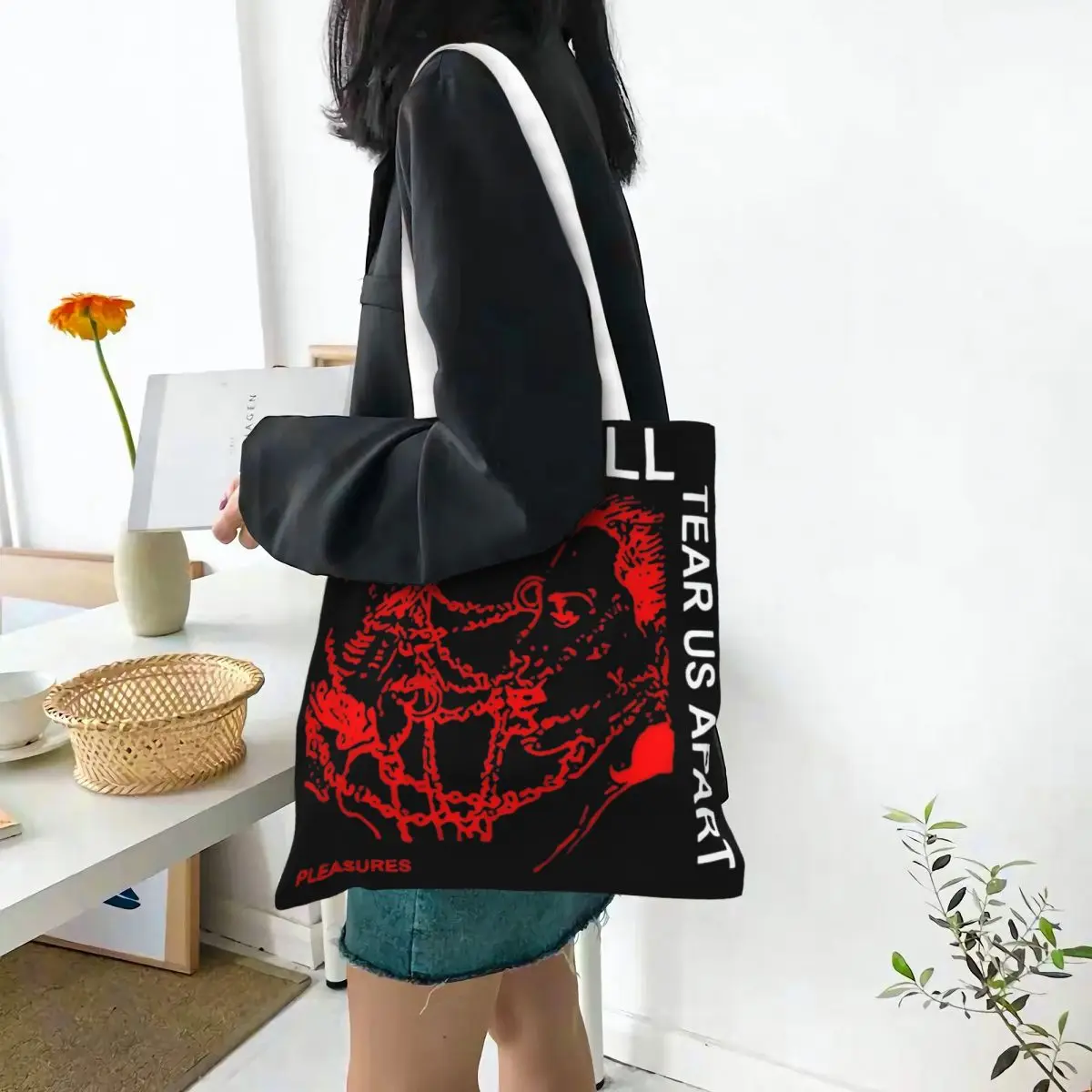 Lil Peep Love Will Tear Us Apart Canvas Tote Handbag Shoulder Bags Reusable Shopper Bags for Women