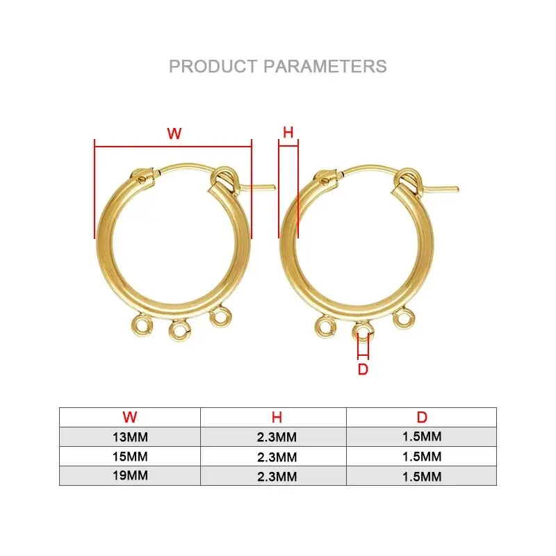 Eurowire Hoop 14K Gold Filled Hoop Earrings w/3 Open Rings Gold Ear Wire for Jewelry Making Handmde DIY Earrings Accessories