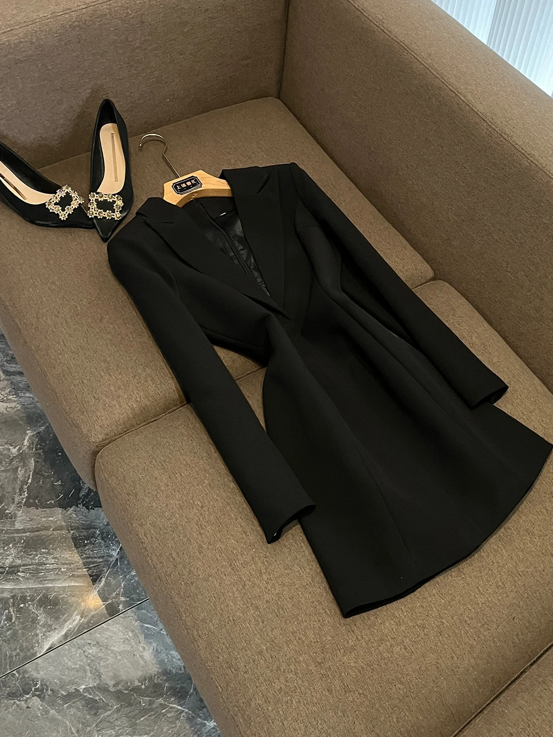 

Ele Long Sve Suit Dr Women's Bodycon Evening Gown Faionable Briti Sle Office Wear Chain Detail X769