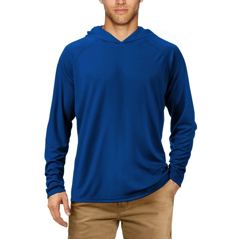 Fishing Suit Summer Long Sleeve Hooded Slim Fit UV Protection Clothing For Men Outdoor Hiking Mountaineering Skin Clothing