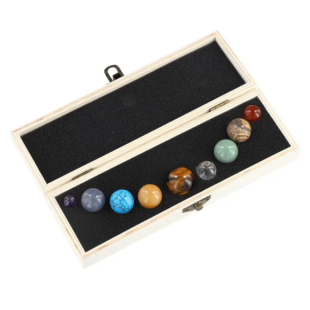 1 Set Natural Crystal 9 Planets Ball Solar Sun System Rock Quartz Stones Beads Healing Reiki Chakra Energy Sphere Galaxy Model