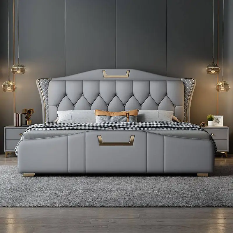 

Light luxury 2 meters modern simple master bedroom high-end atmospheric double bed leather 1.5 meters storage wedding bed