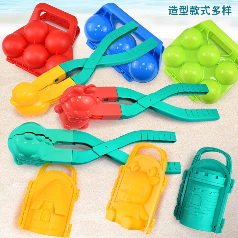 Cartoon Snowball Maker Clip Stampo per sabbia da neve Sabbia in plastica Giocattolo da spiaggia Gioco all'aperto per bambini Regali di compleanno di Natale