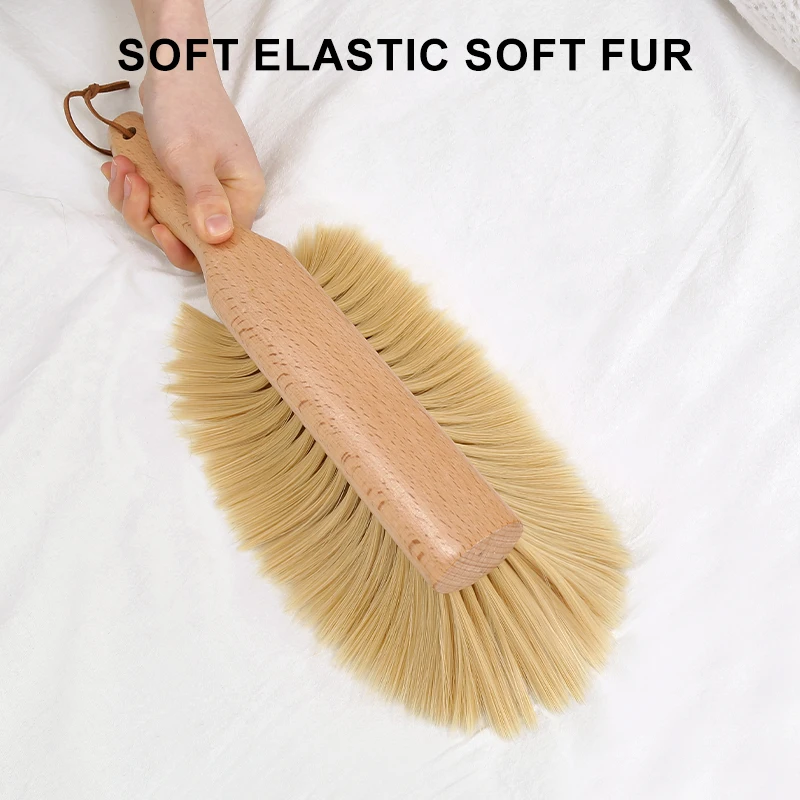 Wooden Bed Cleaning Brush Soft Elastic Fur Long Handle Duster Seven Rows Thickened Dust Brush Hand Broom Soft Anti-static Brush