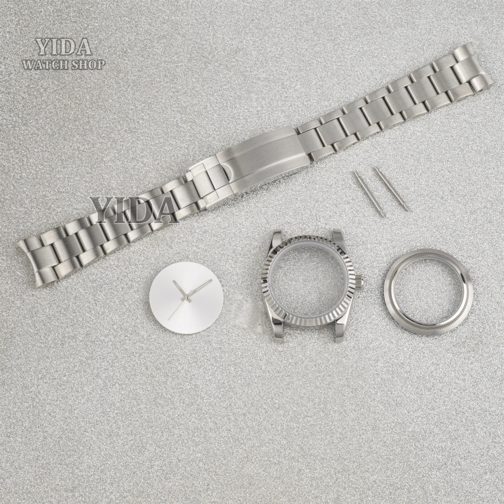 36/39mm NH35 Case Dial Silver Watch Parts Stainless Steel Bracelet Glass Back For Datejust NH35 NH36 Movement Waterproof 100M