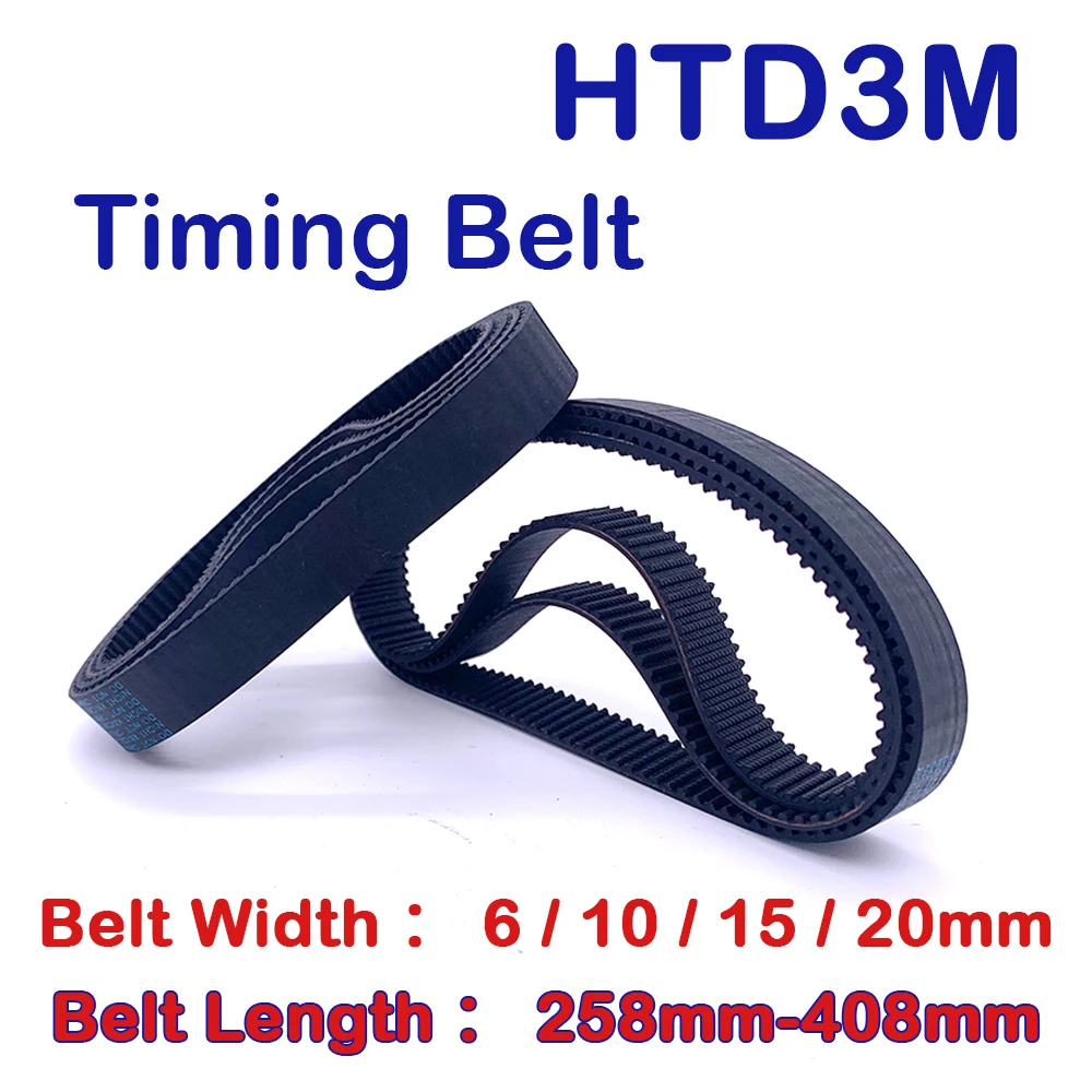 HTD 3M Timing Belt 3M Closed Loop Rubber Belt Width 6 10 15 20mm HTD3M Synchronous Belt Perimeter 258mm To 408mm 3M Rubber Belt