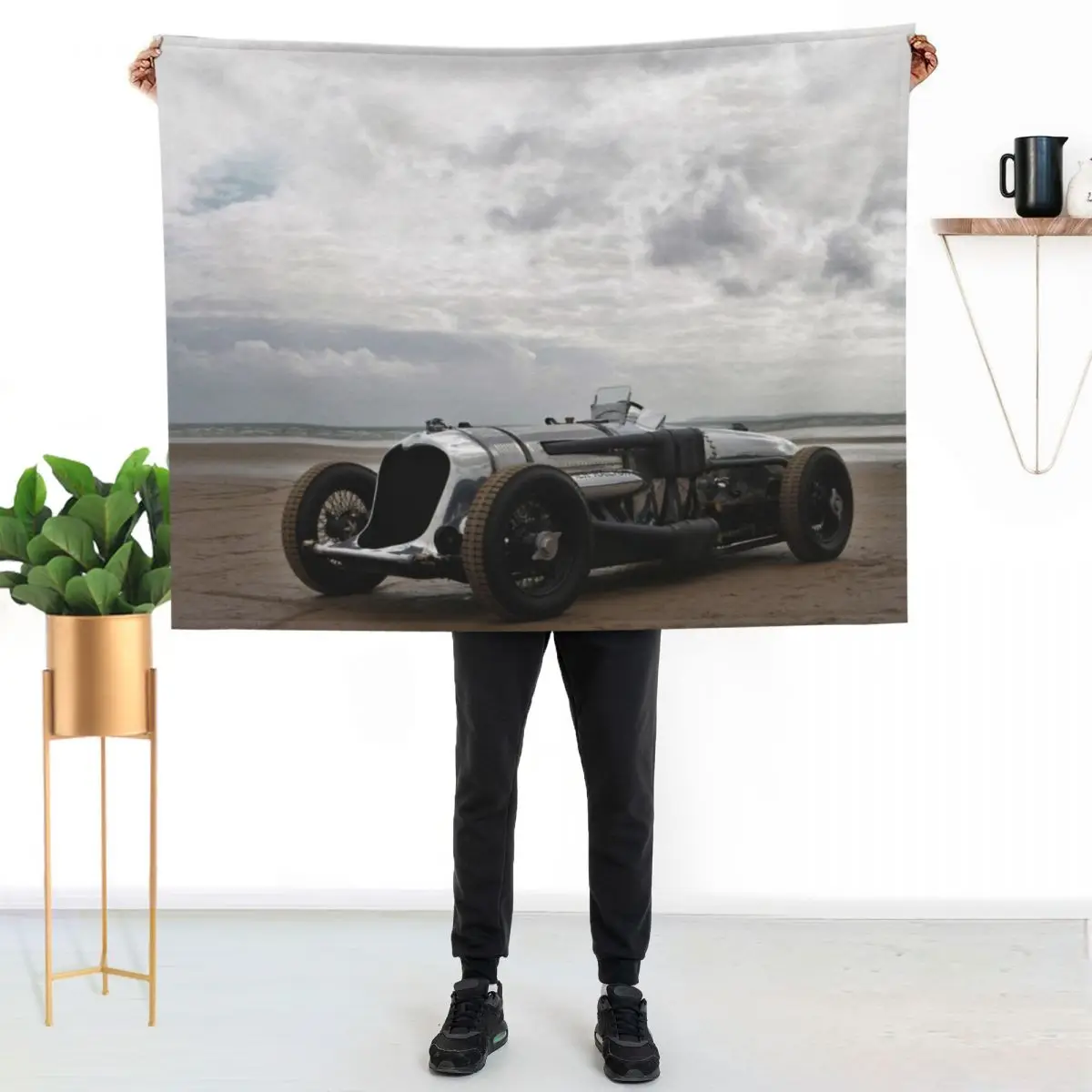 

Napier Railton at Pendine Sands Throw Blanket Luxurious Soft Fuzzy Blanket for Sofa Bed