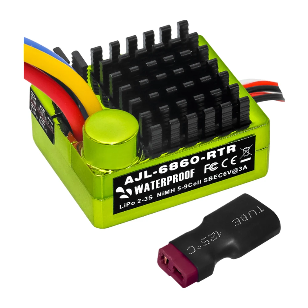 ตัวควบคุมความเร็วแบบมีแปรงถ่าน 2S LiPo กันน้ำ สำหรับรถบังคับวิทยุขนาด 1/10 และเรือบังคับวิทยุ ใช้ได้กับมอเตอร์ 540/550/750