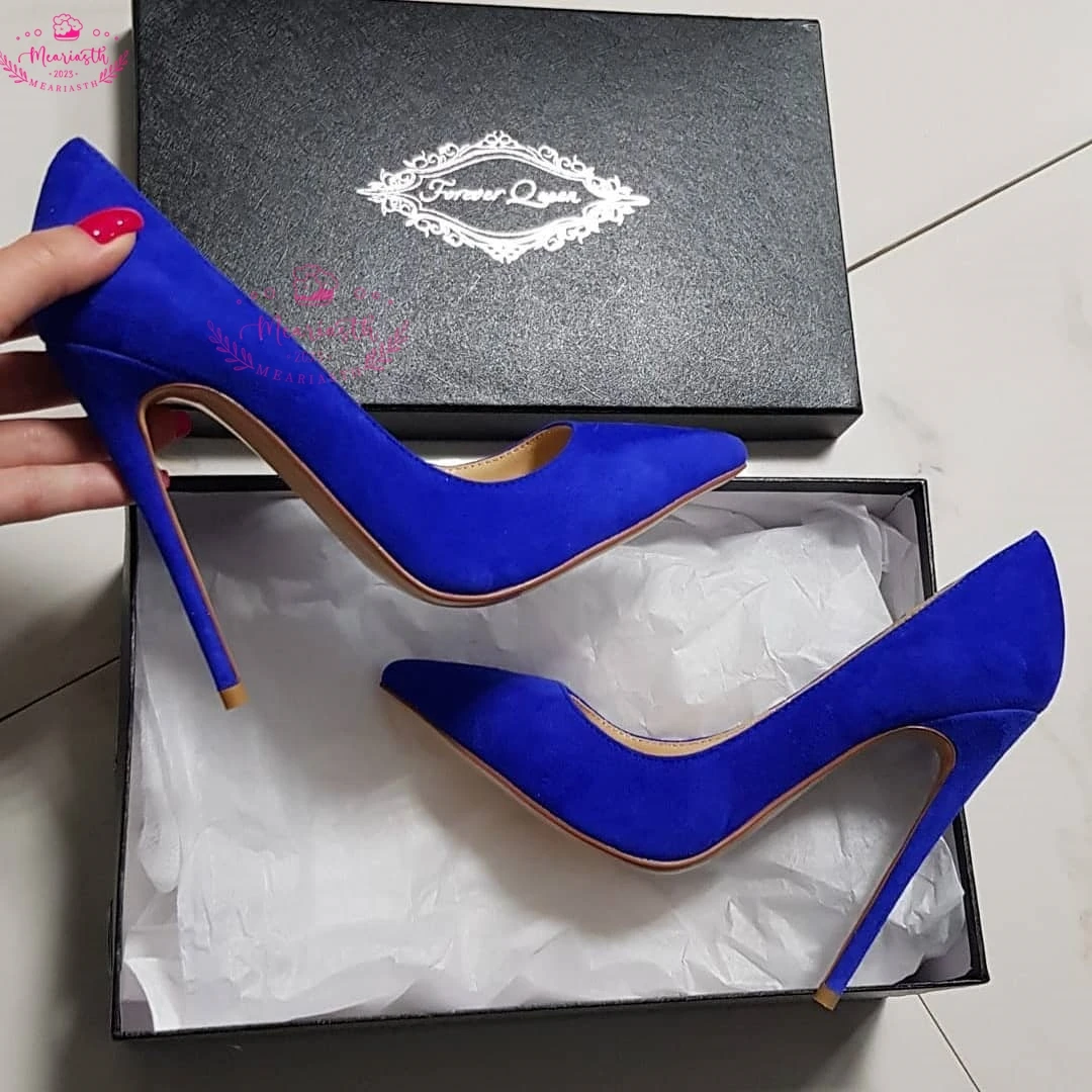 Meariasth Suede leather Women Pointed Toe Elegant Stiletto Pumps Classic High Heel Shoes women 10cm 12cm Color Customize DRESS