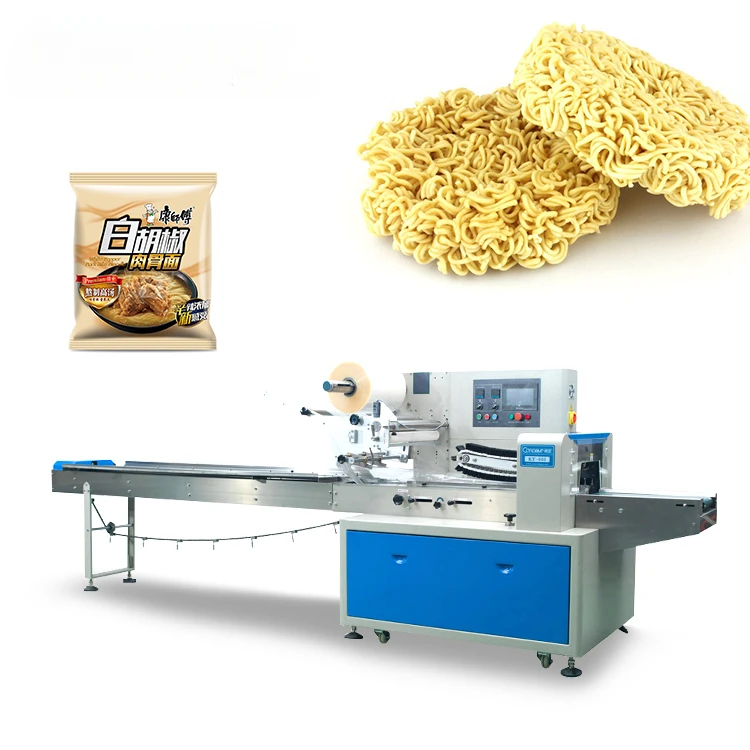 Fully automatic horizontal packaging frozen  wet macaroni pasta fresh instant ramen noodle spaghetti packing machine