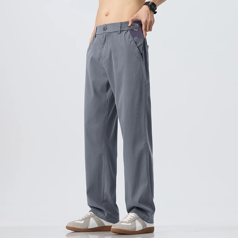 Lyocell Ultra-dünne Eisseiden-Hose für Herren, Sommer, locker geschnitten, kühl, atmungsaktiv, Alltag, Sport, Freizeit, modisch, koreanischer Stil – Detail 13
