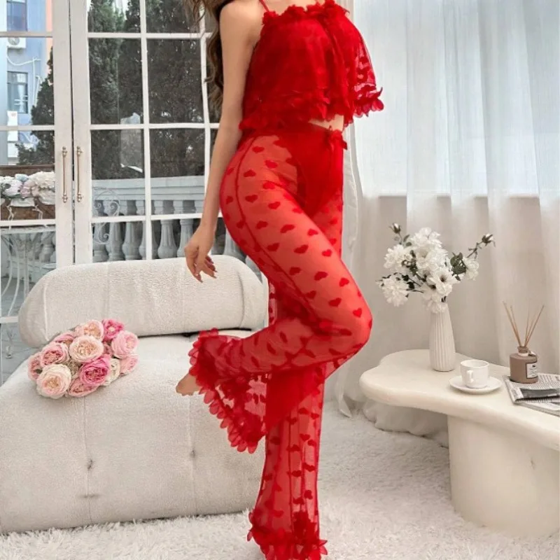 

Sexy Lingerie Sets with See-through Lingerie 2-piece Pajama Set for Home Wear Women's Summer Sexy Pajamas Set Corset Mujer