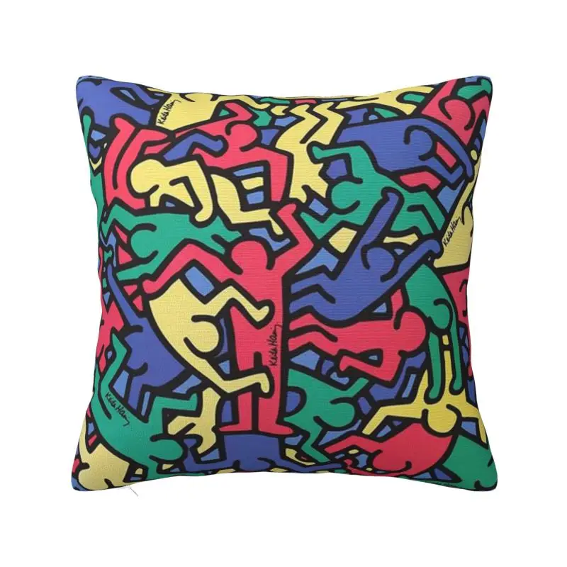 Custom Nordic Haring Crazy Dancer Cushion Cover Velvet Keith Abstract Geometric Pillow Case