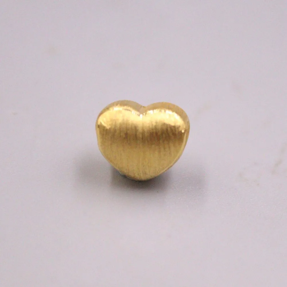 

1PCS Real Pure 999 24K Yellow Gold Bead DIY Lucky 10mm Carved Heart Pendant