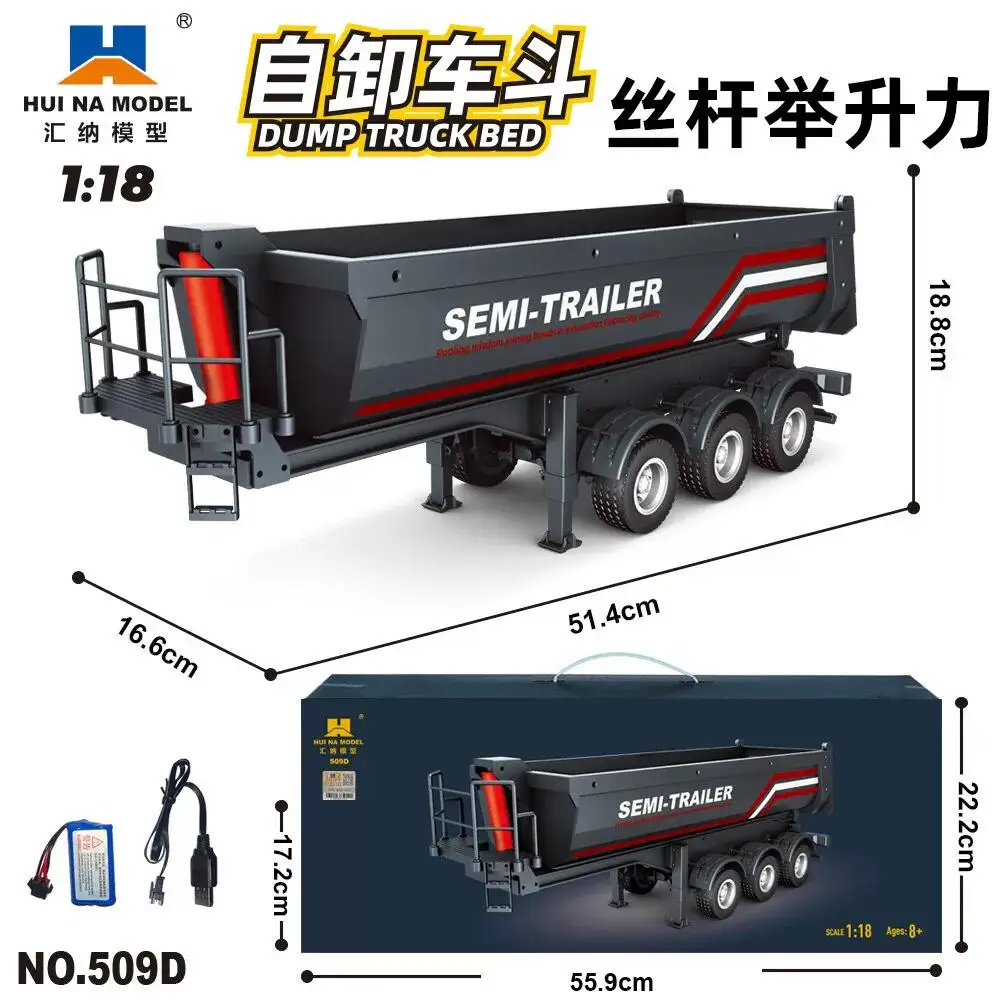 

1502 1/18 Huina 1509Rc Semi Dump Trailer Electric Lifting For Rc Tractor Truck 1501 Tail Light Support Leg No Sound System Model