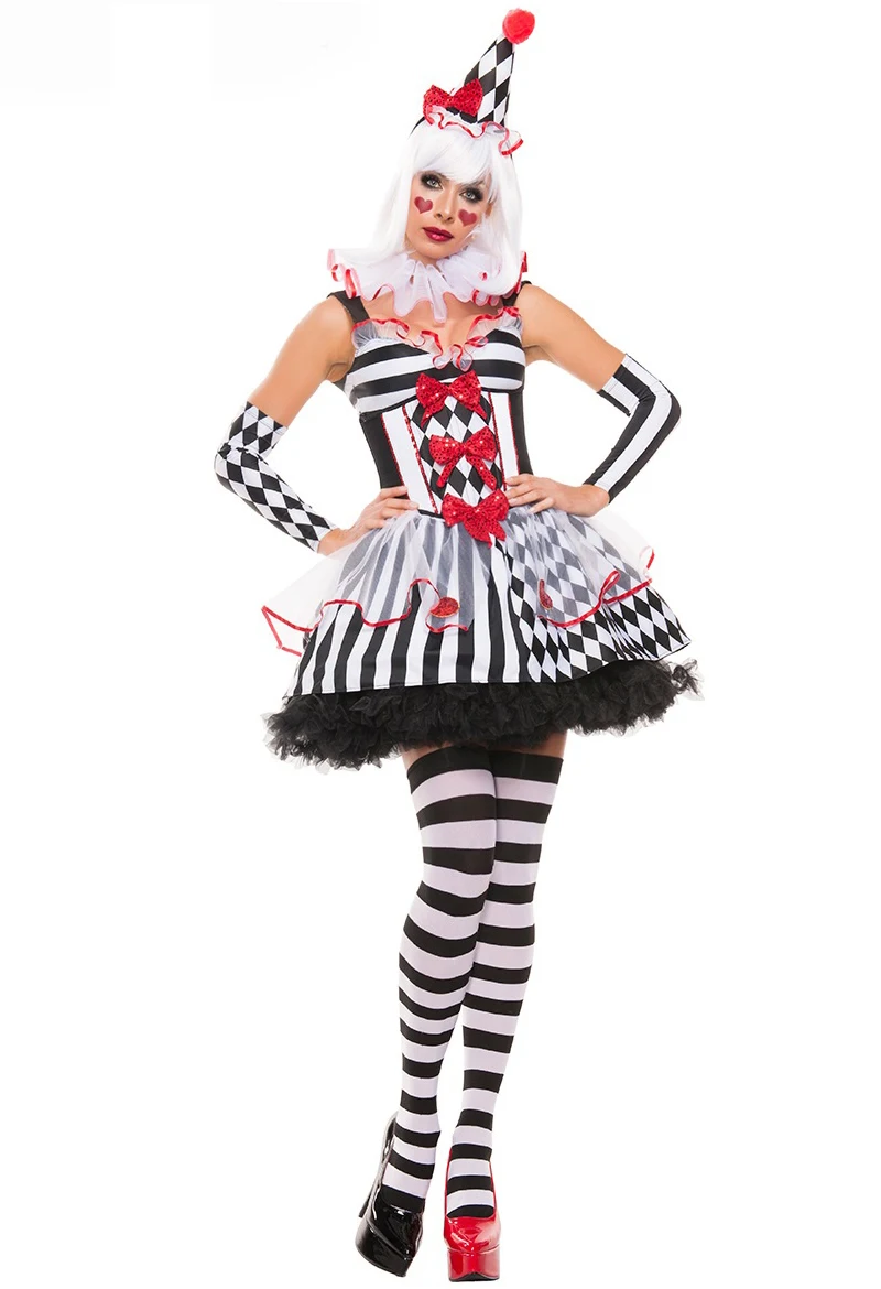 Clown Costumes Circus Party Dress Halloween Cosplay Uniforms Female Costume Sexy Naughty Circus Clown Performance Joker Clothing