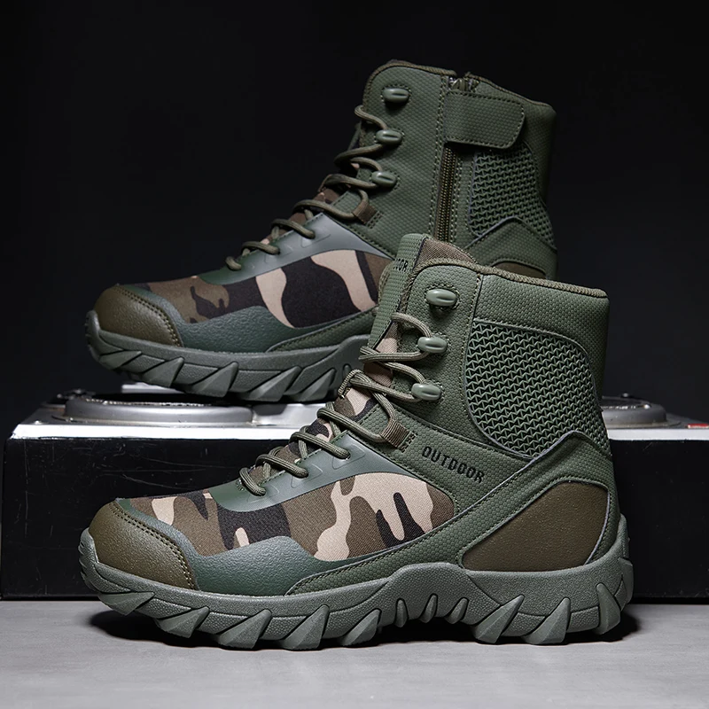 Upgraded Tactics Combat Training Boots Male Outdoors Camping Anti-wear Rapid Response Hiking Shoes Fishing Hunting Sneakers Men