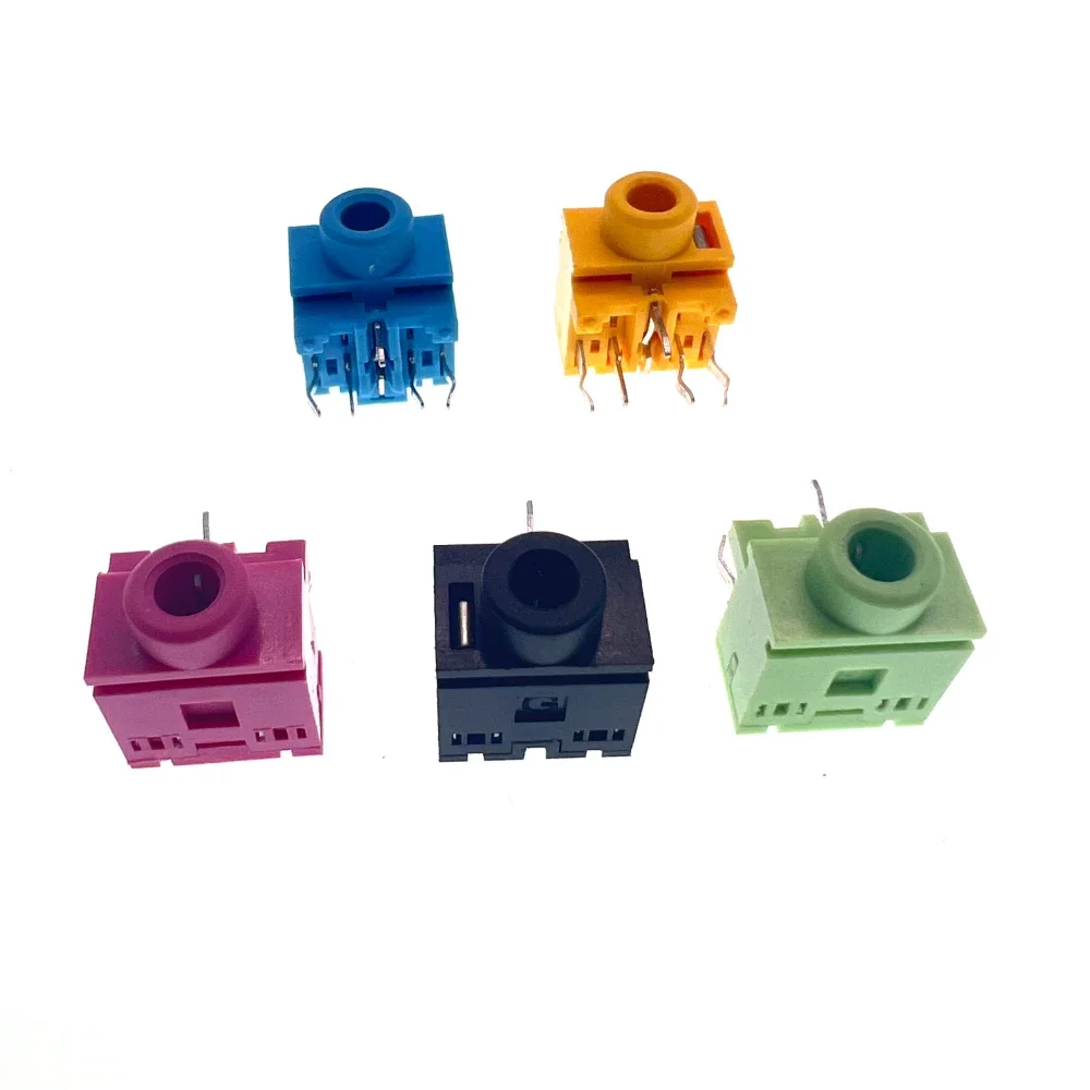 10Pcs 3.5mm 0357-5P Female Audio Connector PJ317 5Pin DIP Headphone Jack Socket PJ-317 pink green blue black