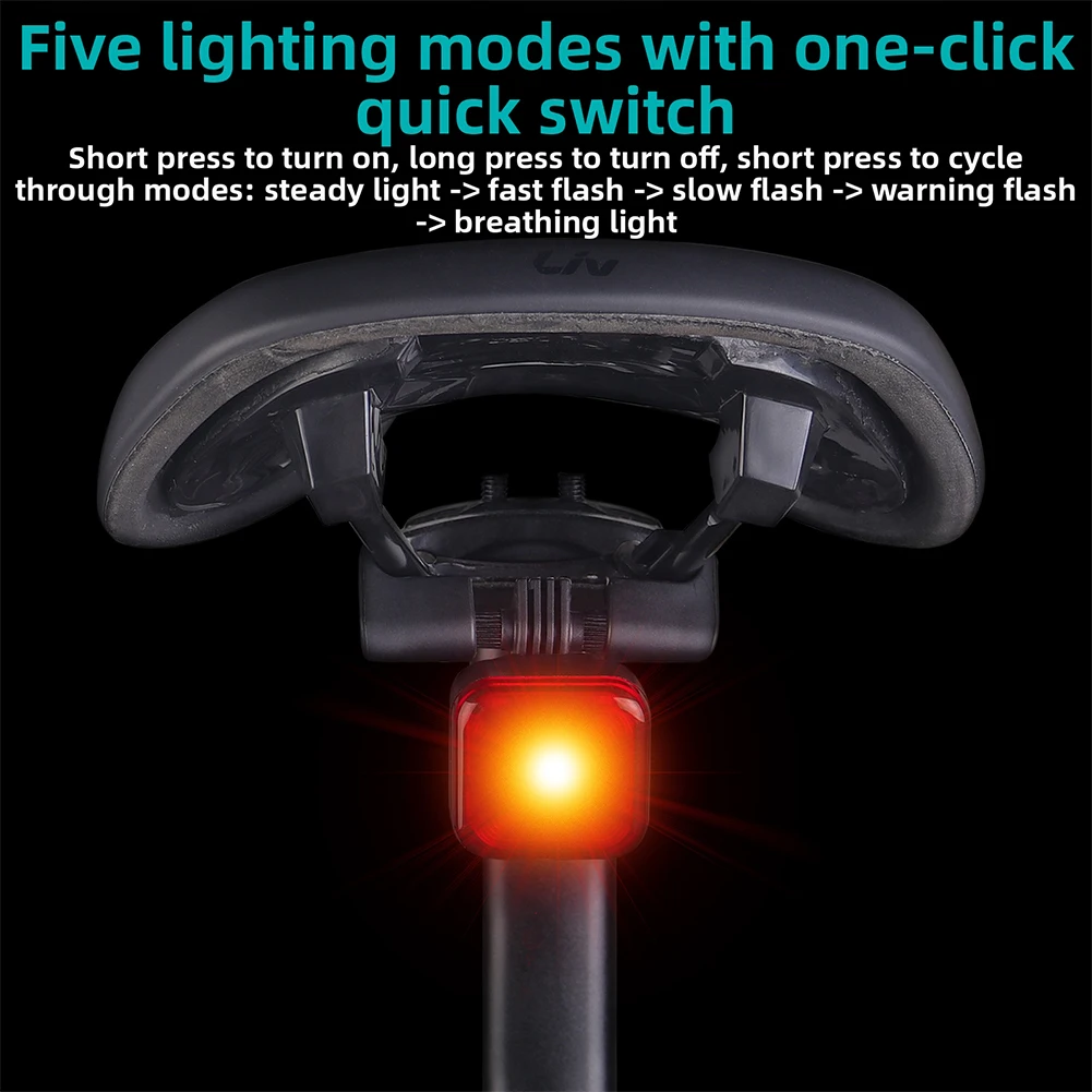 

1pcs Smart Bicycle Brake Taillight Smart Brake Sensor USB Charging Multiple Flashing Modes Intelligent Bicycle Accessories