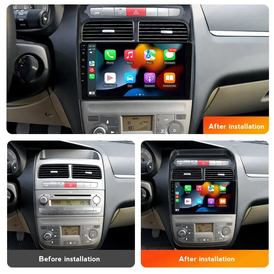 8GB+128GB Android 13 Radio For Fiat Grande Punto Linea 2007-2012 Car stereo Multimedia Player Carplay Auto GPS navigation 2DIN