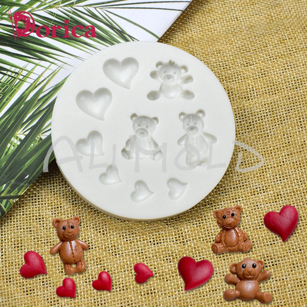 

Mini Lovely Bear Silicone Cake Mold Fondant Fudge Chocolate Mould Valentine's Day Cupcake Topper Cake Decorating Tools Bakeware