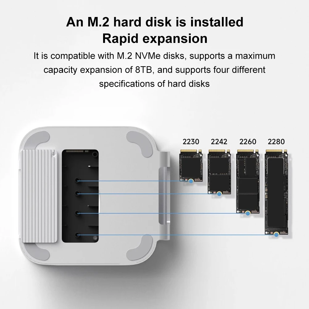 Концентратор USB C с корпусом SSD M.2 для подставки Mac Mini M4 или M4 Pro и HDMI-совместимого концентратора USB2.0 480 Мбит/с 4K60 Гц HDMI-совместимого