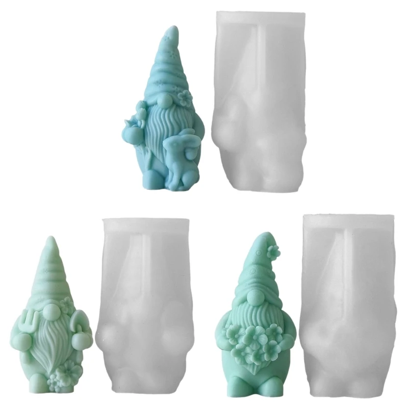 F42F Silicone Dwarf Candle Mold 3D Dwarf Shape Flexible Silicone Molds Perfect for Home Decors Soap Cake Chocolate Crafting