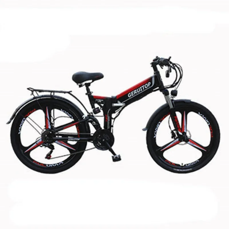 Electric Bicycle 48V Lithium Battery Folding Shock Absorber Electric Mountain Bike 27 Speed Variable Speed Bicycle