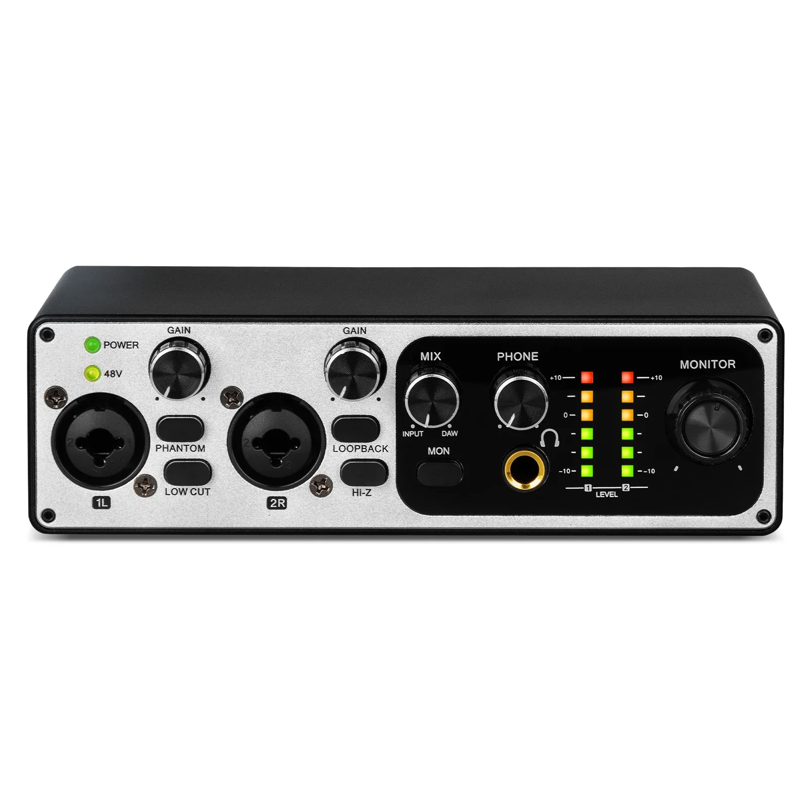 MB22 Aluminum Alloy USB Sound Card Professional 2 Channel Sound Card 24Bit 192Hkz Audio Interface For Live Recording