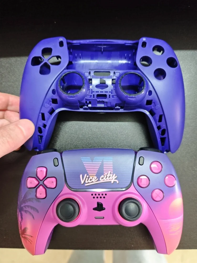 Hot Vice City Replacement Protective For Ps5 Controller Gta Themed Creative Protective Cover Gamepad Mod Housing Accessory