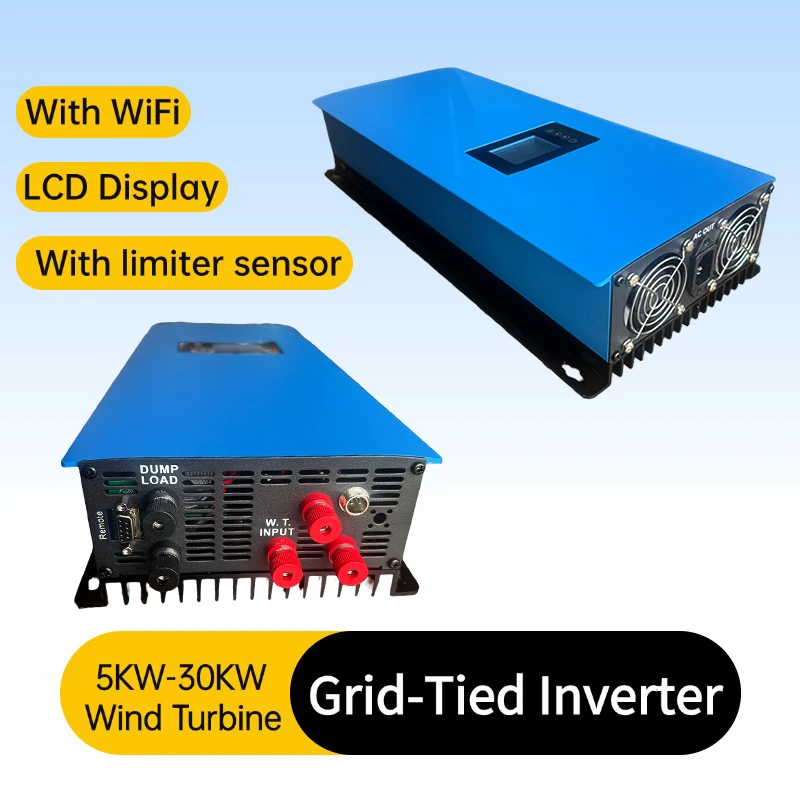 

20KW 30KW Wind Turbine Generator On Grid Tie Inverter With Limiter Sensor Pure Sine Wave 22V-96V Input 110V-240V Output