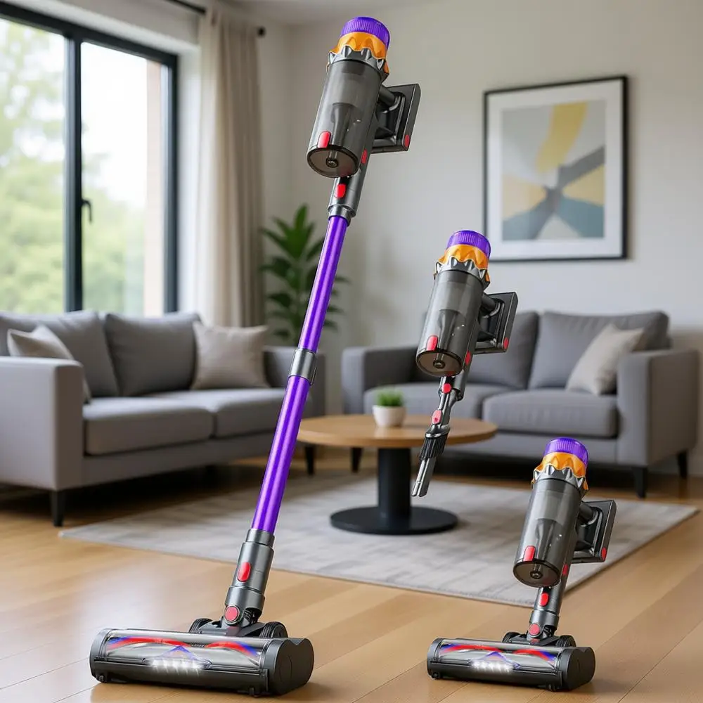 

500W 50KPA 60Mins Vacuum Cleaners, Self-Standing Stick Vacuums with LED Display, Anti-Slip, Lightweight, Rechargeable Wireless V