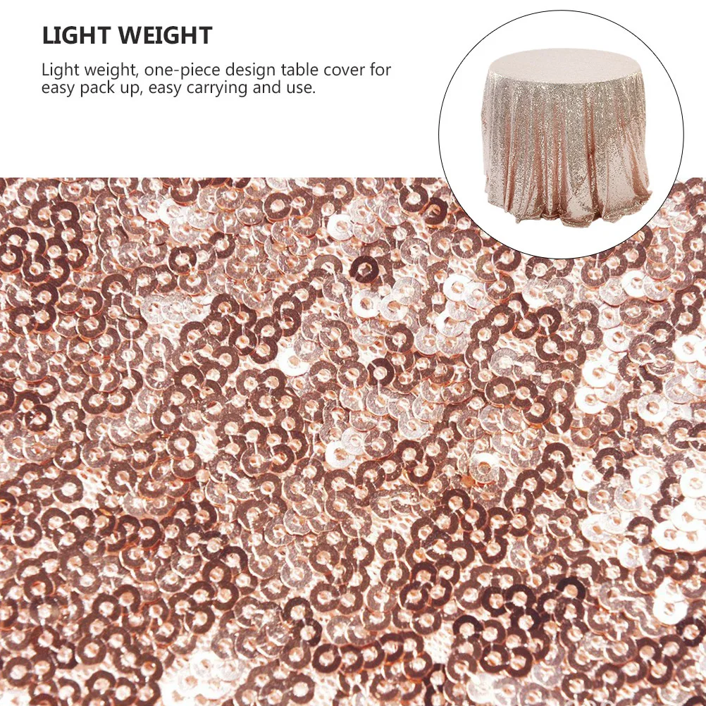 

1Pcs Embroidered Sequin Tablecloth Rose Gold Decorative Wedding Table Cover Round Shape Wedding Party Table Decor