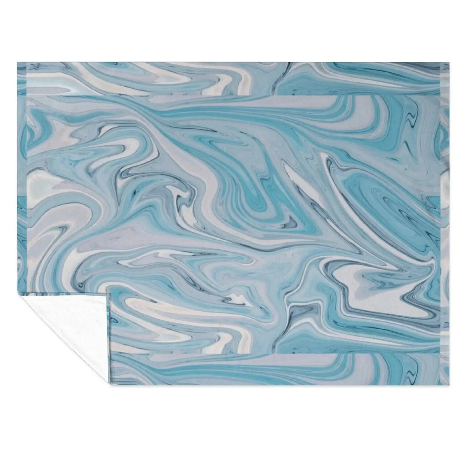 

Aqua Blue Watercolor Liquid Marble Throw Blanket Extra Large Throw Hairy Picnic Loose Blankets