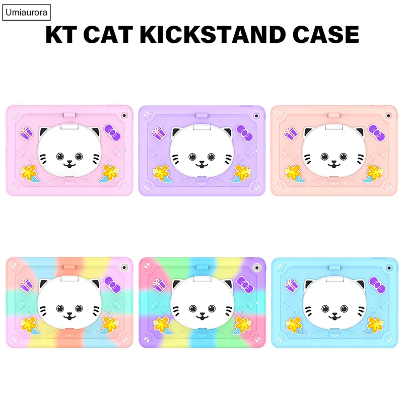 

For IPad 7th 8th 9th 10.2 10th 10.9 11th Gen 11 inch A16 Kids Cartoon Cat Tablet Case Cover Stand Strap Shockproof Rugged Funda