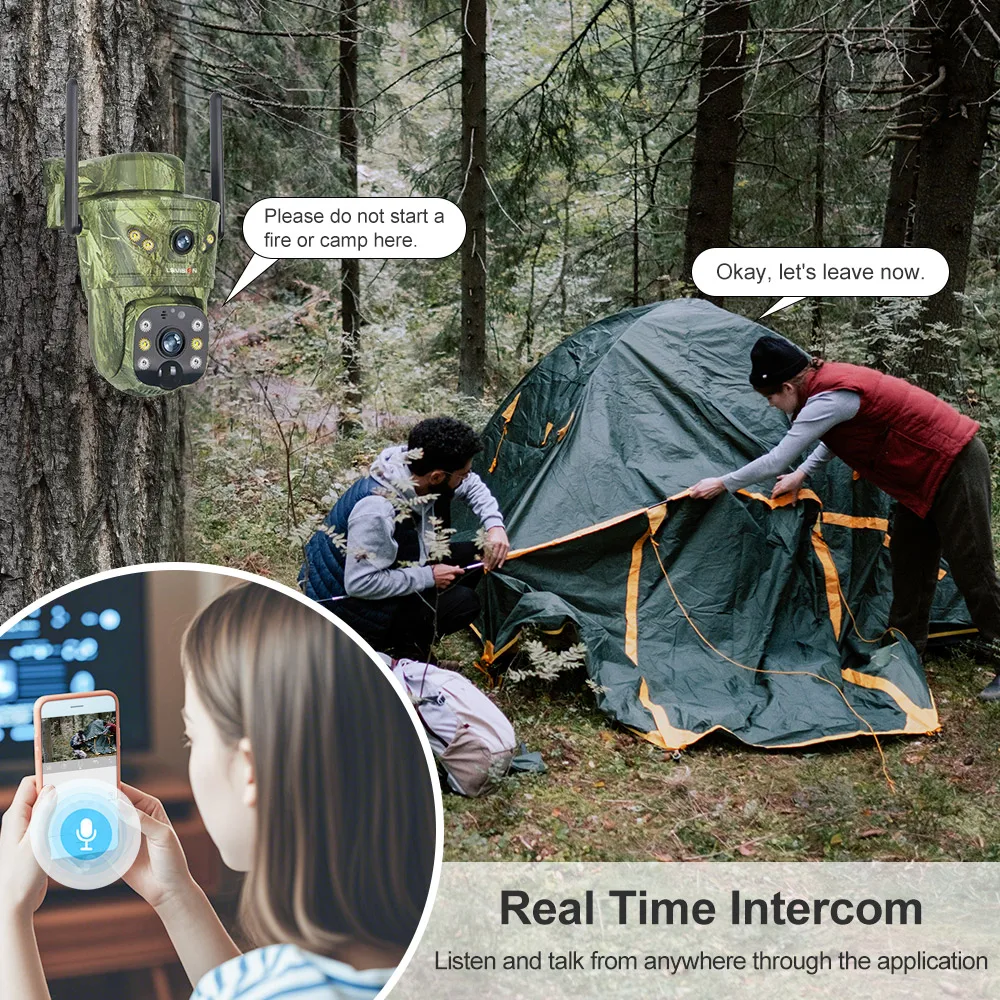 LS VISION Dual Lens WIFI Wireless PTZ Solar Camera 4G SIM With Solar Panel Two Way Audio Outdoor Hunting Trail Wildlife Forest