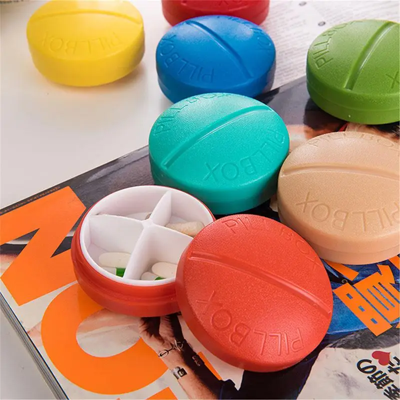 Mini Health Care Pill Organizer Box, Medicine Storage Case, Drug Container, Round, Health Care Tool