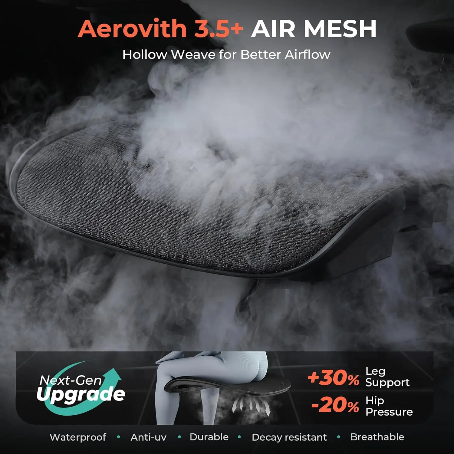 Ergonomic Mesh Office Chair, Adjustable Lumbar High Back Desk Chair 400lbs, 4D Flip-up Arms, 3-Level Tilt Backrest