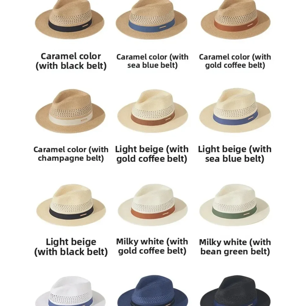 

Панамская джазовая шляпа для мужчин и женщин — летняя полая соломенная шляпа от солнца, дышащая пляжная шляпа с широкими полями и защитой от ультрафиолета