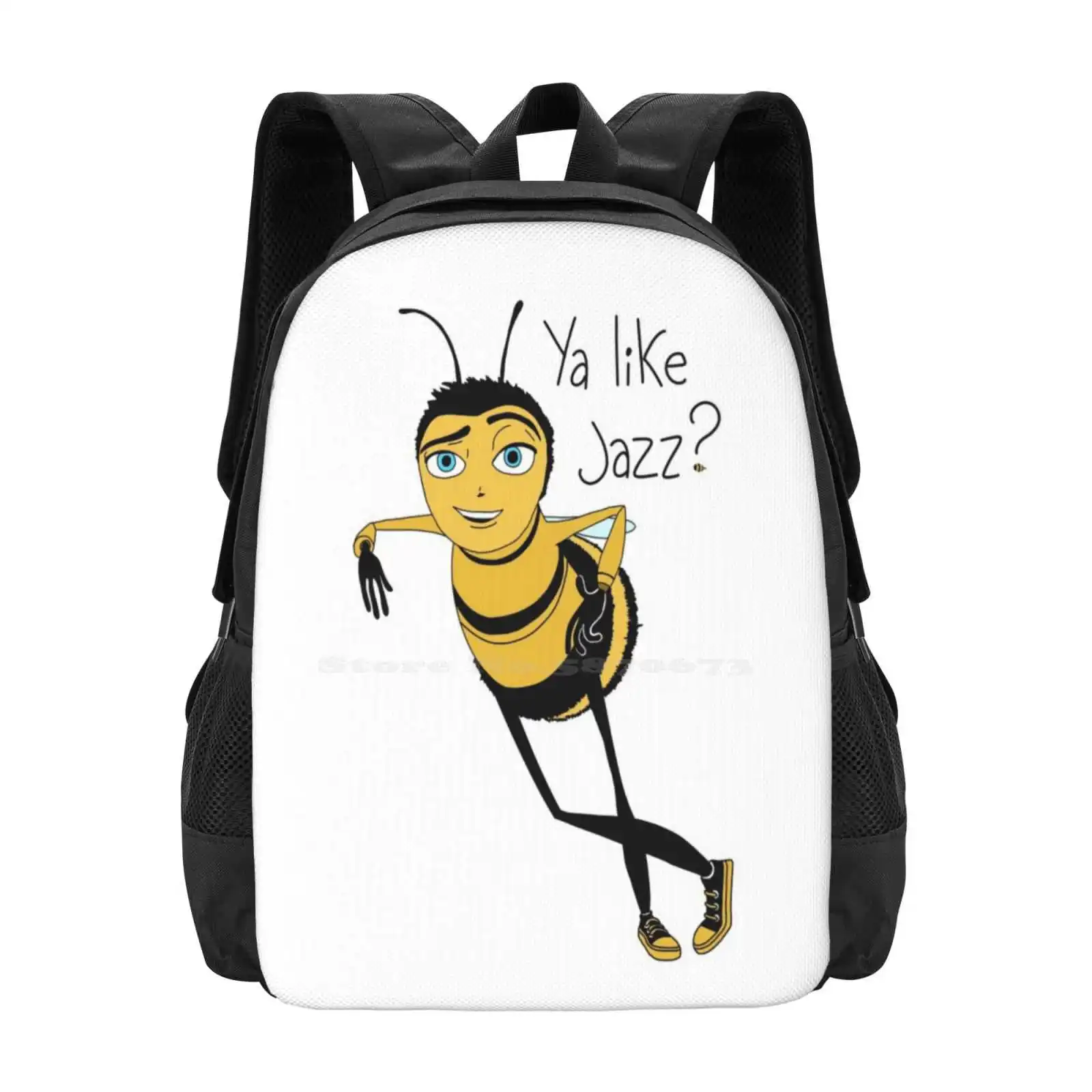 

Bee Movie Ya Like Jazz School Bag Big Capacity Backpack Laptop Bee Movie Jazz Meme Black Yellow