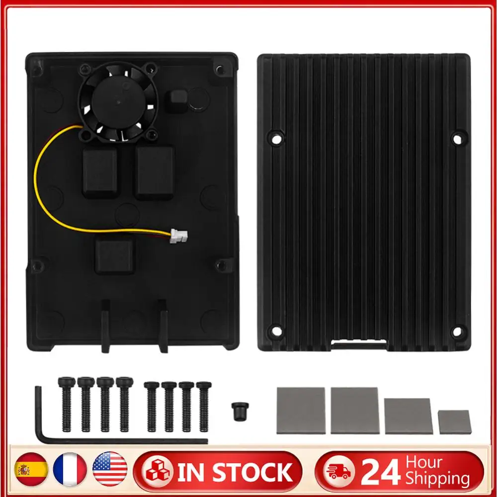 

Металлический корпус с активным кулером Pi 5, корпус из алюминиевого сплава, корпус-кулер с охлаждающим вентилятором для Raspbery Pi 5