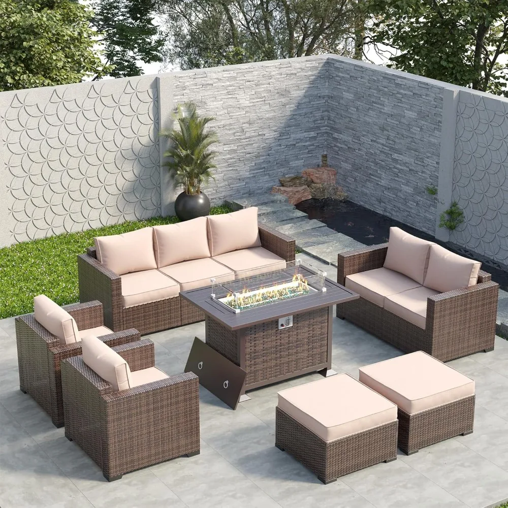 

Outdoor Patio Furniture Sets, 10 Pieces Wicker Patio Furniture, Outdoor Sectional Patio Couch Set, Outdoor Conversation Set