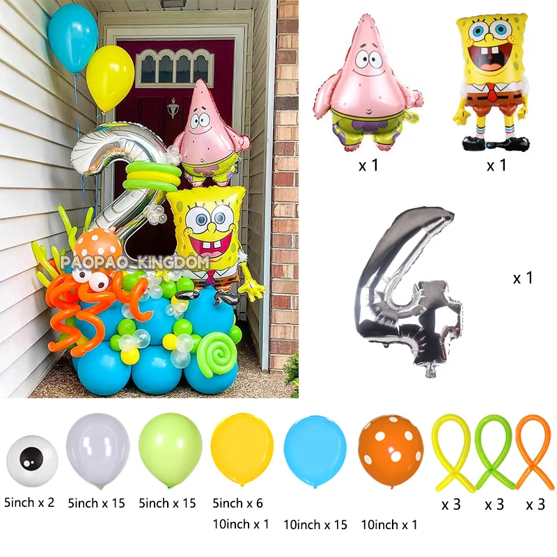 SpongeBob Schwammkopf Folienballon-Set Niedliche Cartoon-Ballons für Kinder Jungen Mädchen Geburtstagsfeier Dekorationen – Detail 4