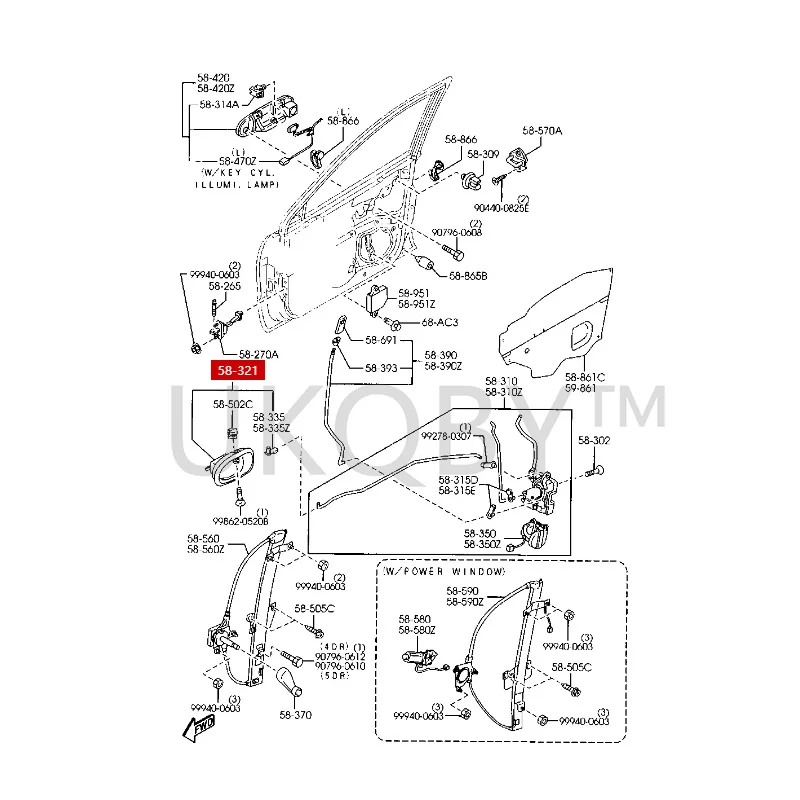 S54N59330B Suitable for Ma zd a 323 Fumeilaihai Fuxing Pulima Door interior handle Door interior handle