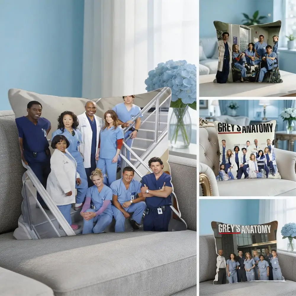 G-Greys Anatomy TV SERIES Cushion Cover Soft Short Plush Throw Pillow Cover Hidden Zipper Cutecore Sofa Bedroom Home Decor
